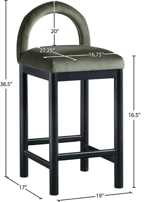 Greer Green Velvet Upholstered Counter Stool , 1 Piece (Style 1)