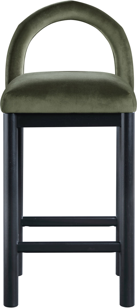 Greer Green Velvet Upholstered Counter Stool , 1 Piece (Style 1)
