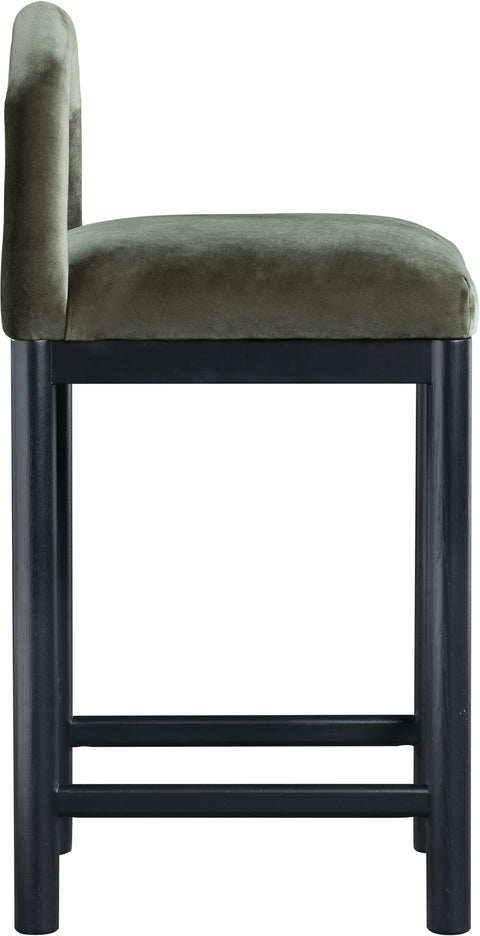 Greer Green Velvet Upholstered Counter Stool , 1 Piece (Style 1)