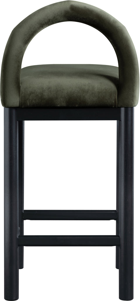 Greer Green Velvet Upholstered Counter Stool , 1 Piece (Style 1)