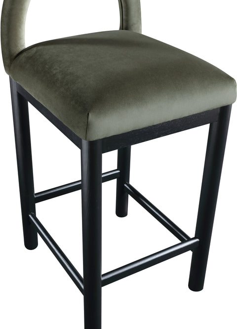 Greer Green Velvet Upholstered Counter Stool , 1 Piece (Style 1)