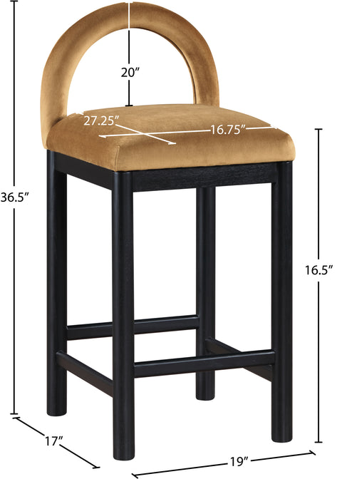 Greer Saddle Velvet Upholstered Counter Stool , 1 Piece (Style 2)