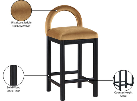 Greer Saddle Velvet Upholstered Counter Stool , 1 Piece (Style 2)