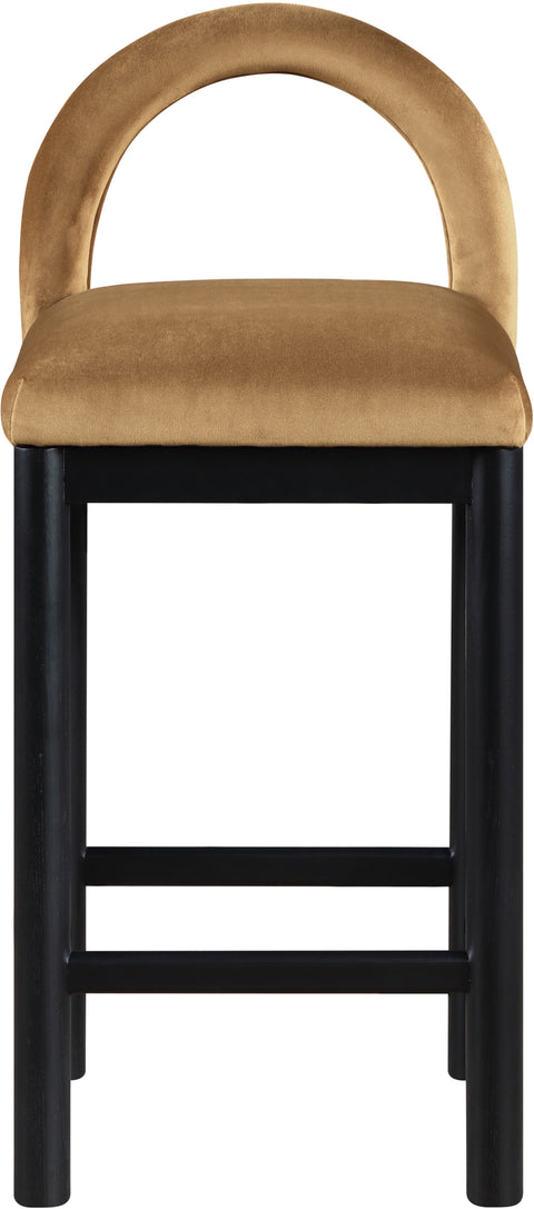 Greer Saddle Velvet Upholstered Counter Stool , 1 Piece (Style 2)