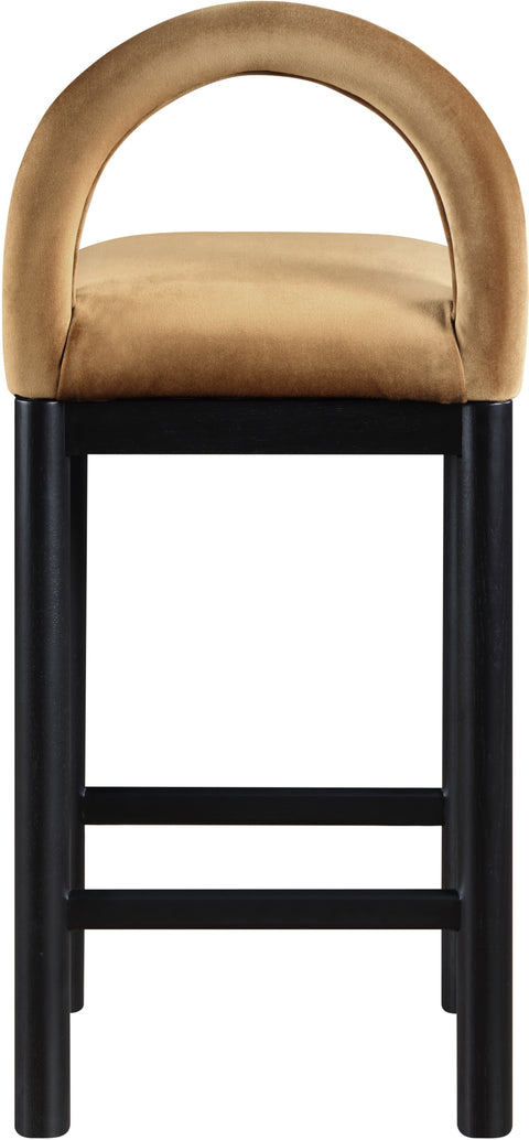 Greer Saddle Velvet Upholstered Counter Stool , 1 Piece (Style 2)