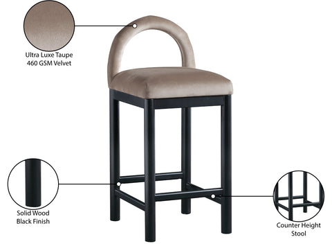 Greer Taupe Velvet Upholstered Counter Stool , 1 Piece (Style 1)