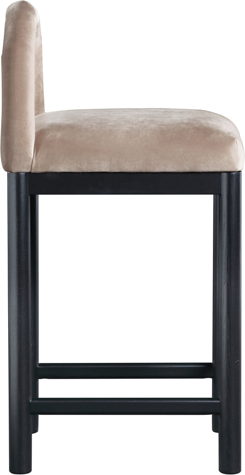 Greer Taupe Velvet Upholstered Counter Stool , 1 Piece (Style 1)