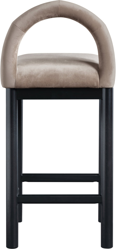 Greer Taupe Velvet Upholstered Counter Stool , 1 Piece (Style 1)