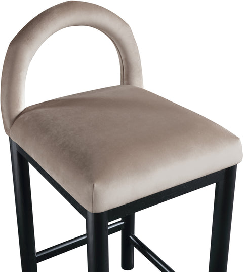 Greer Taupe Velvet Upholstered Counter Stool , 1 Piece (Style 1)