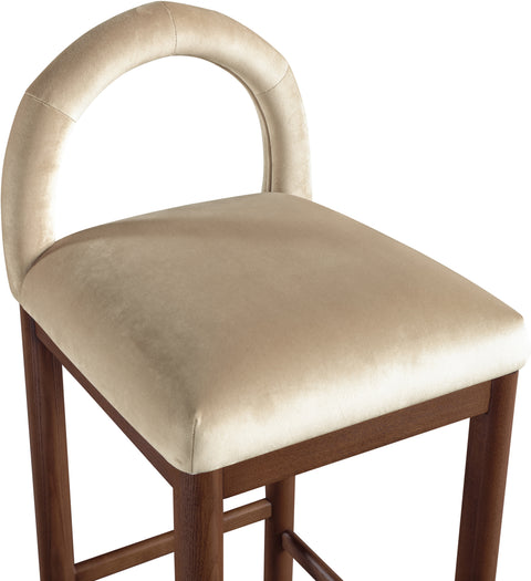 Greer Beige Velvet Upholstered Counter Stool , 1 Piece (Style 2)