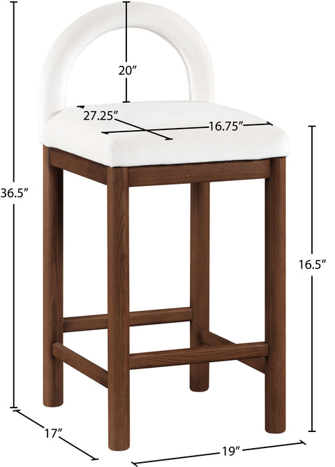 Greer Cream Velvet Upholstered Counter Stool , 1 Piece (Style 3)