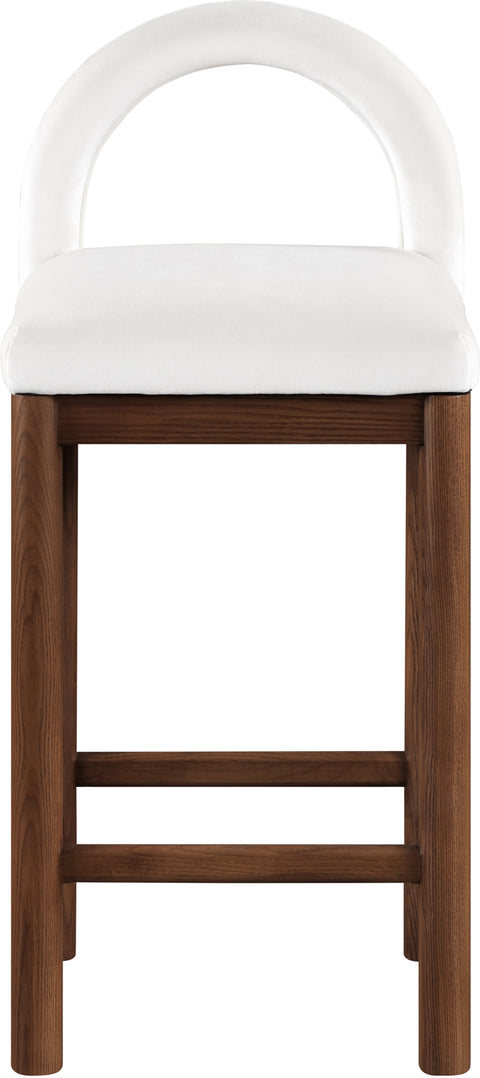 Greer Cream Velvet Upholstered Counter Stool , 1 Piece (Style 3)