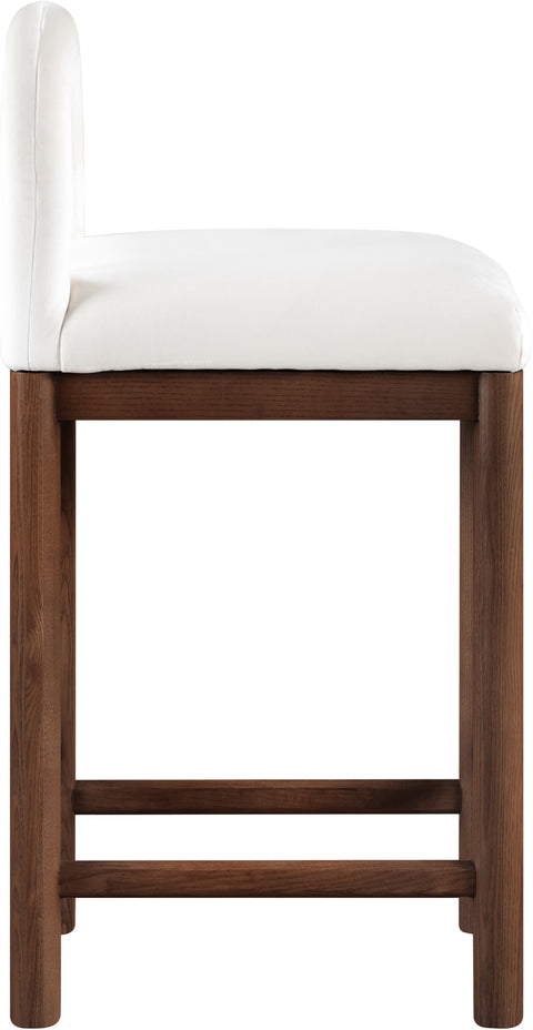 Greer Cream Velvet Upholstered Counter Stool , 1 Piece (Style 3)