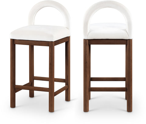 Greer Cream Velvet Upholstered Counter Stool , 1 Piece (Style 3)