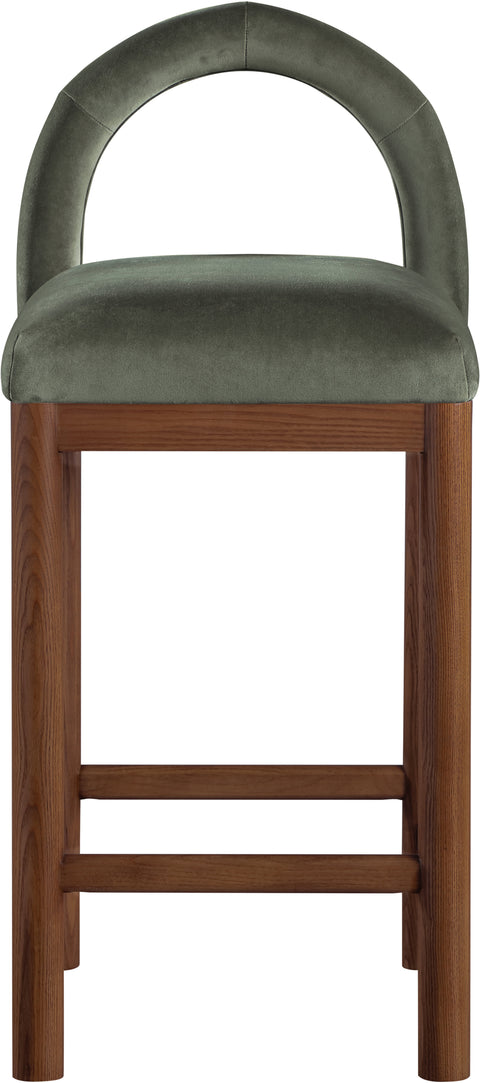Greer Green Velvet Upholstered Counter Stool , 1 Piece (Style 2)