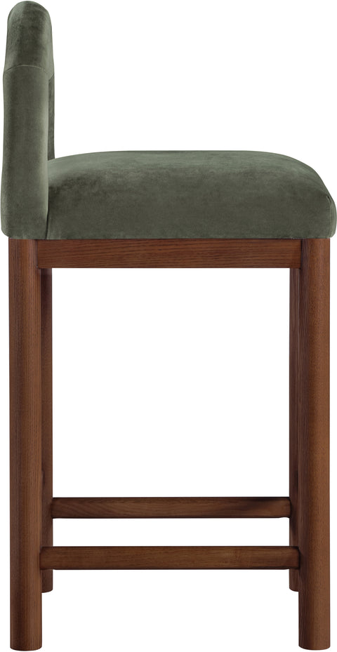 Greer Green Velvet Upholstered Counter Stool , 1 Piece (Style 2)