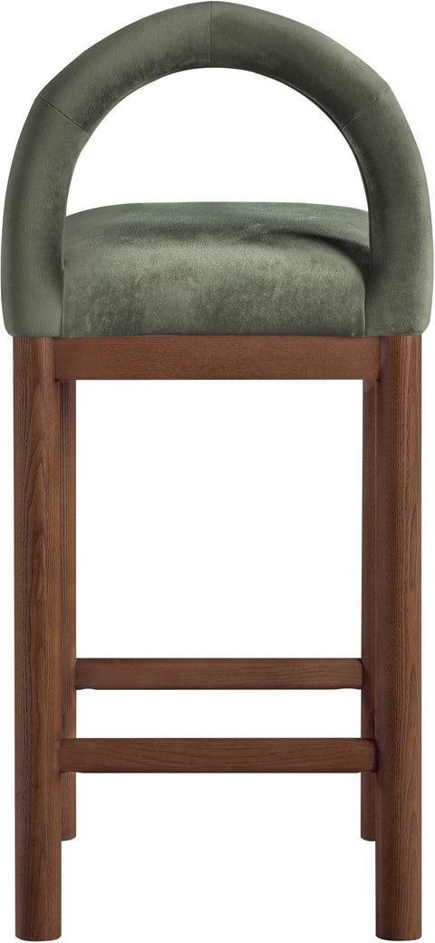 Greer Green Velvet Upholstered Counter Stool , 1 Piece (Style 2)
