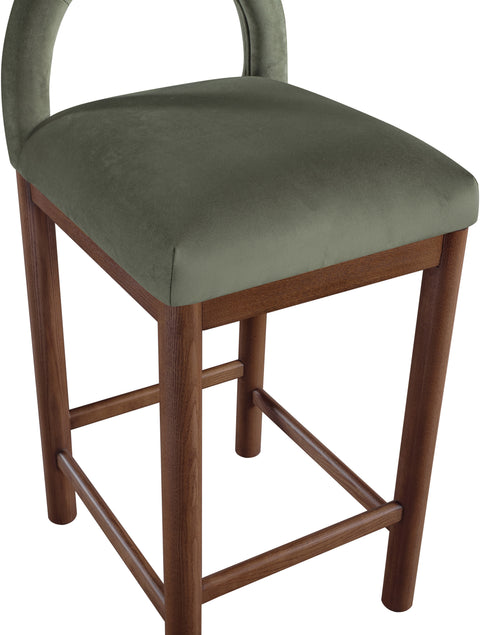 Greer Green Velvet Upholstered Counter Stool , 1 Piece (Style 2)