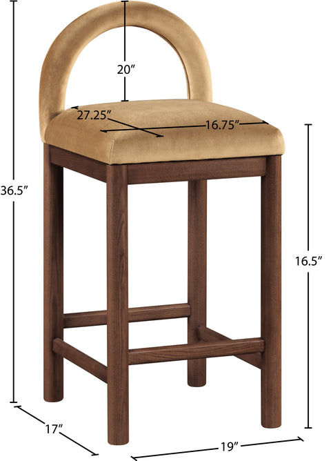 Greer Saddle Velvet Upholstered Counter Stool , 1 Piece (Style 3)