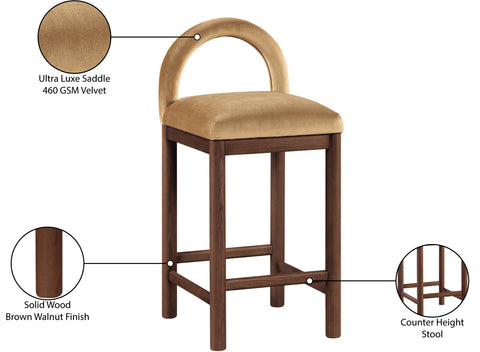 Greer Saddle Velvet Upholstered Counter Stool , 1 Piece (Style 3)