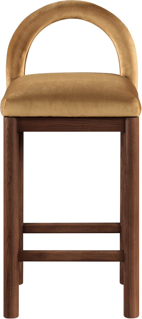 Greer Saddle Velvet Upholstered Counter Stool , 1 Piece (Style 3)