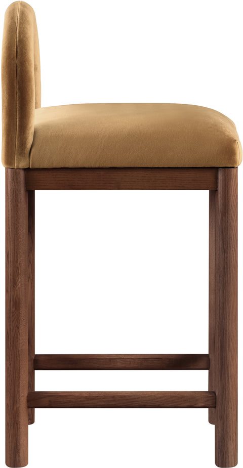 Greer Saddle Velvet Upholstered Counter Stool , 1 Piece (Style 3)