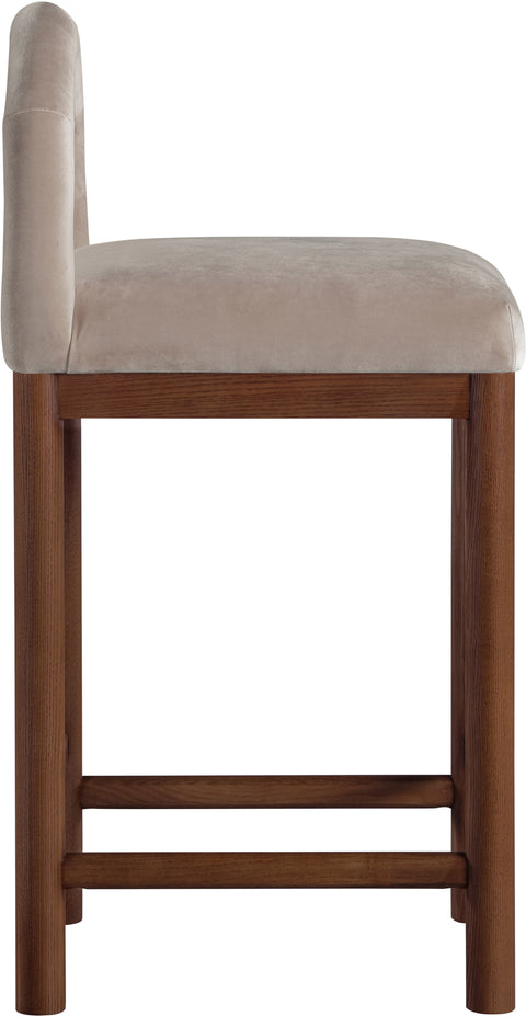 Greer Taupe Velvet Upholstered Counter Stool , 1 Piece (Style 2)