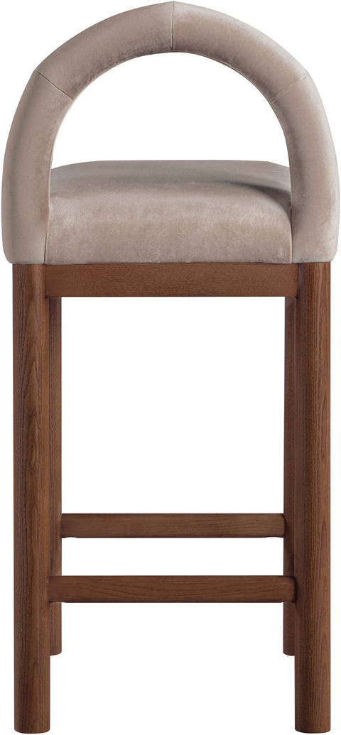 Greer Taupe Velvet Upholstered Counter Stool , 1 Piece (Style 2)