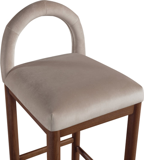 Greer Taupe Velvet Upholstered Counter Stool , 1 Piece (Style 2)