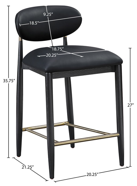 Harlow Black Vegan Leather Upholstered Stool , 1 Piece (Style 2)
