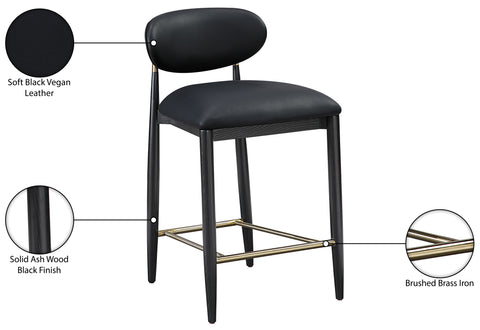 Harlow Black Vegan Leather Upholstered Stool , 1 Piece (Style 2)