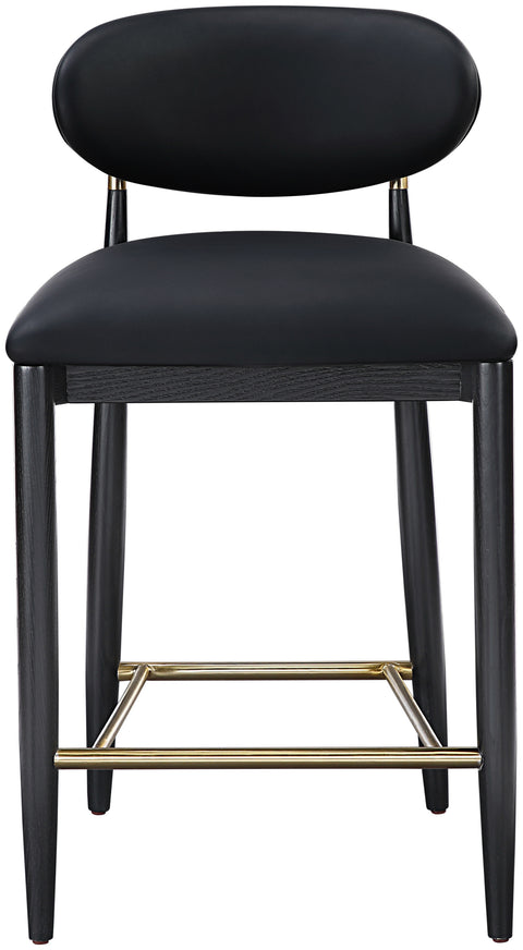 Harlow Black Vegan Leather Upholstered Stool , 1 Piece (Style 2)