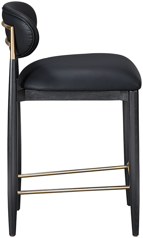 Harlow Black Vegan Leather Upholstered Stool , 1 Piece (Style 2)