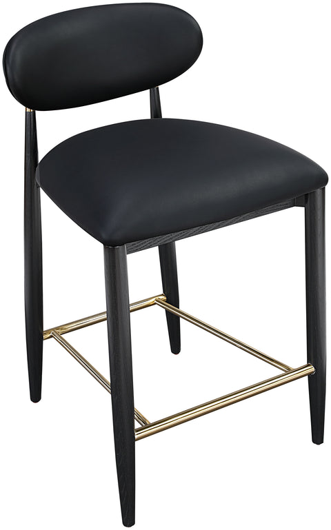 Harlow Black Vegan Leather Upholstered Stool , 1 Piece (Style 2)