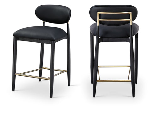 Harlow Black Vegan Leather Upholstered Stool , 1 Piece (Style 2)