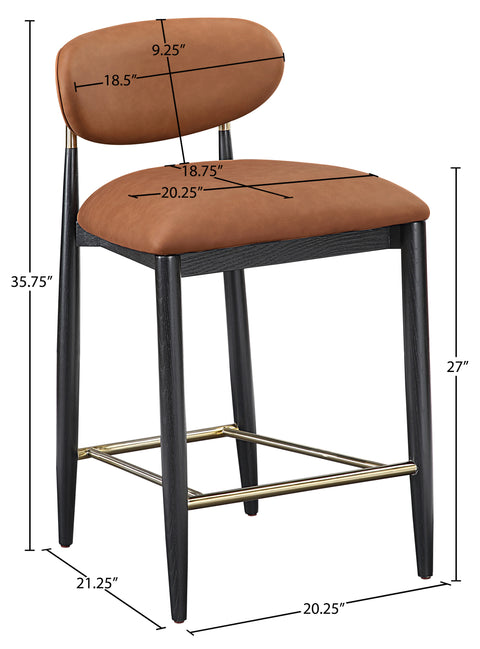 Harlow Cognac Vegan Leather Upholstered Stool , 1 Piece (Style 2)