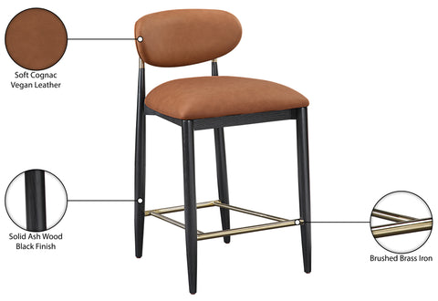 Harlow Cognac Vegan Leather Upholstered Stool , 1 Piece (Style 2)