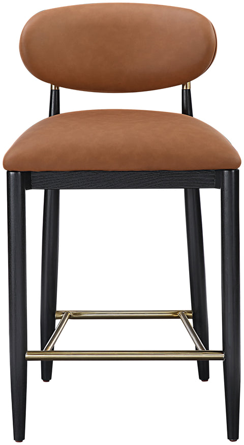 Harlow Cognac Vegan Leather Upholstered Stool , 1 Piece (Style 2)