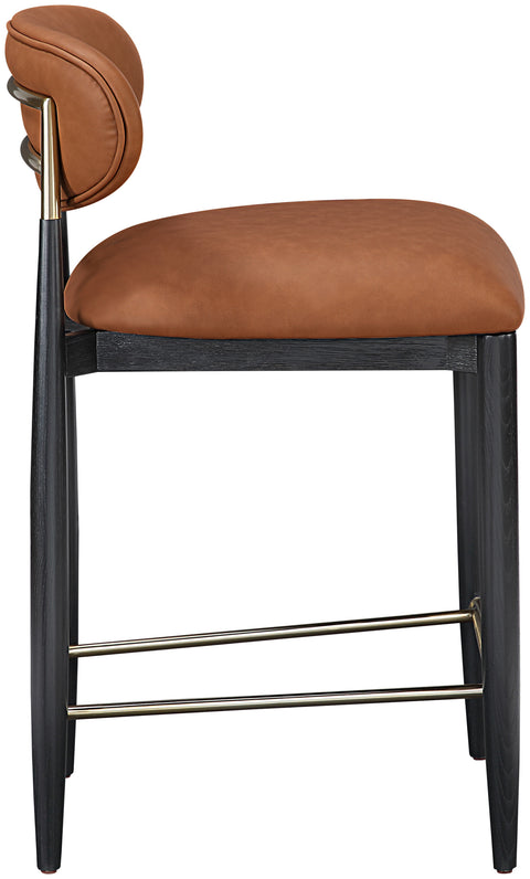Harlow Cognac Vegan Leather Upholstered Stool , 1 Piece (Style 2)