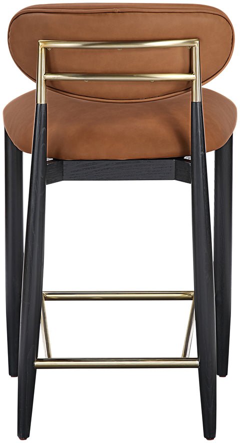 Harlow Cognac Vegan Leather Upholstered Stool , 1 Piece (Style 2)