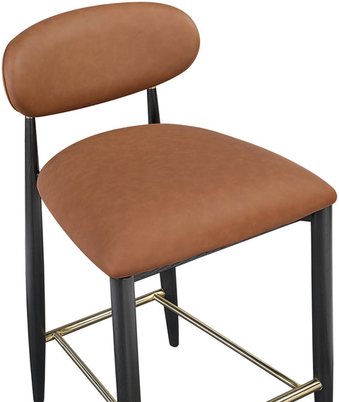 Harlow Cognac Vegan Leather Upholstered Stool , 1 Piece (Style 2)