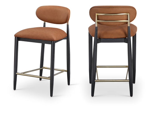 Harlow Cognac Vegan Leather Upholstered Stool , 1 Piece (Style 2)