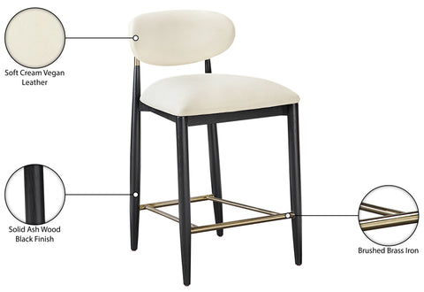 Harlow Cream Vegan Leather Upholstered Stool , 1 Piece (Style 2)