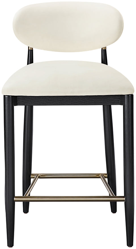 Harlow Cream Vegan Leather Upholstered Stool , 1 Piece (Style 2)