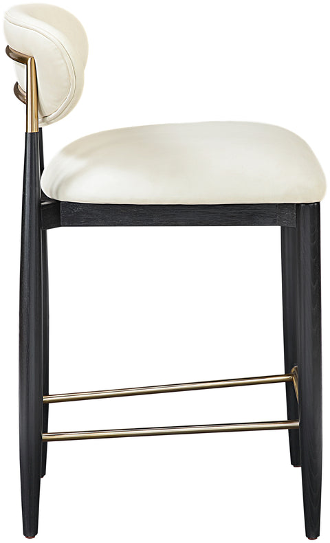 Harlow Cream Vegan Leather Upholstered Stool , 1 Piece (Style 2)
