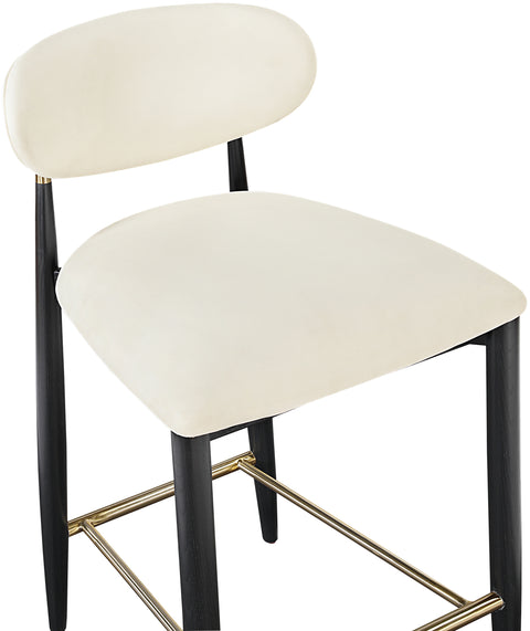 Harlow Cream Vegan Leather Upholstered Stool , 1 Piece (Style 2)