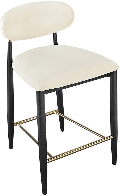 Harlow Cream Vegan Leather Upholstered Stool , 1 Piece (Style 2)