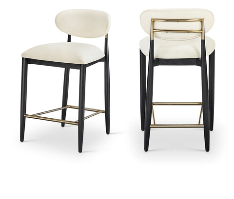 Harlow Cream Vegan Leather Upholstered Stool , 1 Piece (Style 2)