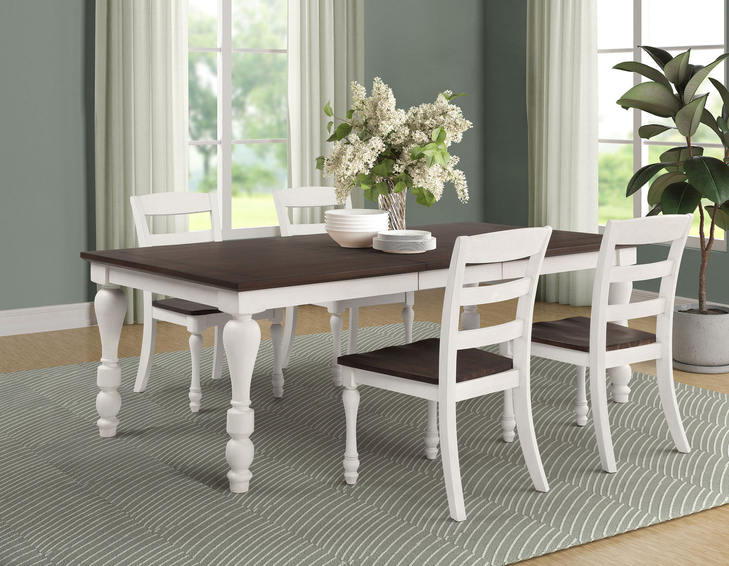 giddish 5-piece rectangular dining table set coastal whitecoastal white