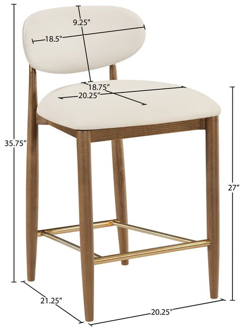 Harlow Cream Vegan Leather Upholstered Stool , 1 Piece (Style 3)